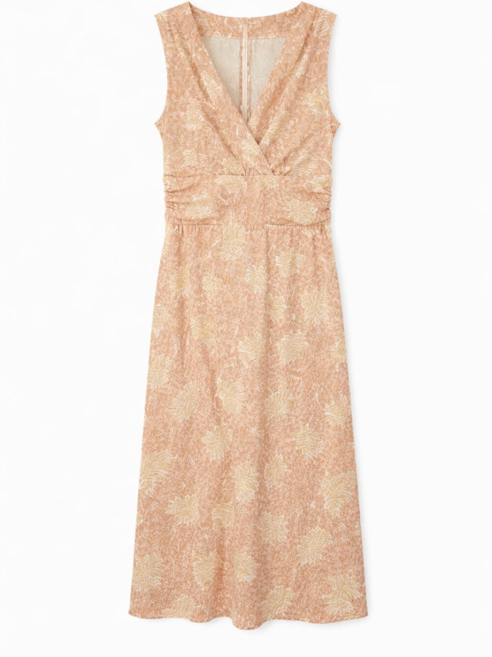 Anne Klein Floral Midi V-neck Dress - Size L, Cream And Orange